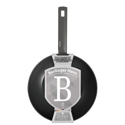 WOK Z POWŁOKĄ TYTANOWĄ 28CM PATELNIA GŁĘBOKA BERLINGER HAUS ANTRACIT BH-8123