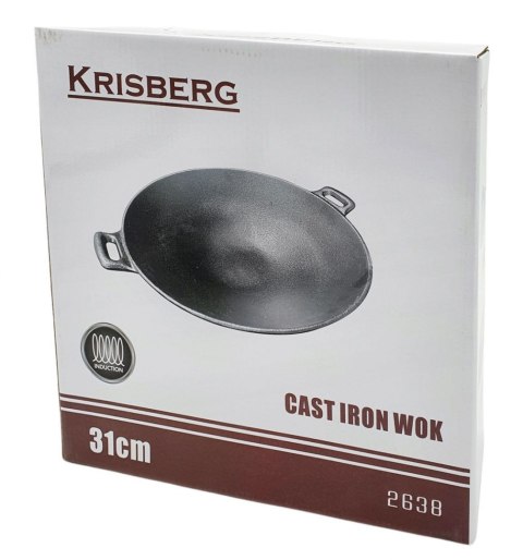 WOK ŻELIWNY 31cm KRISBERG KS-2638