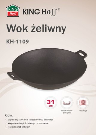 WOK ŻELIWNY 31cm KiNGHOFF KH-1109