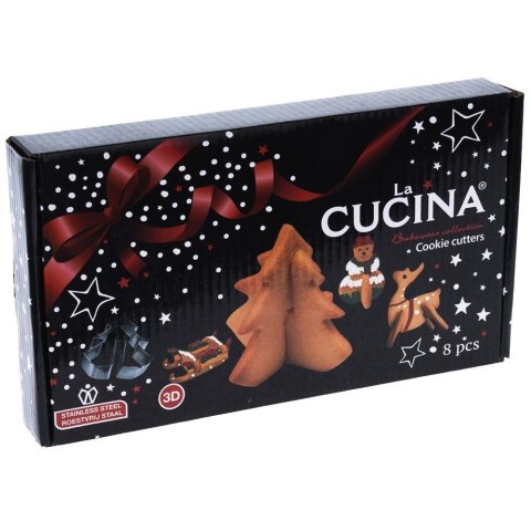 Wykrawacze do ciastek stalowe Boże Narodzenie 3D 8 ele. LA CUCINA 121113