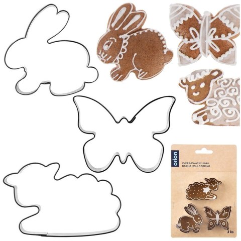 Wykrawacze do ciastek stalowe zajączek motyl baranek 3 szt. ORION 132607