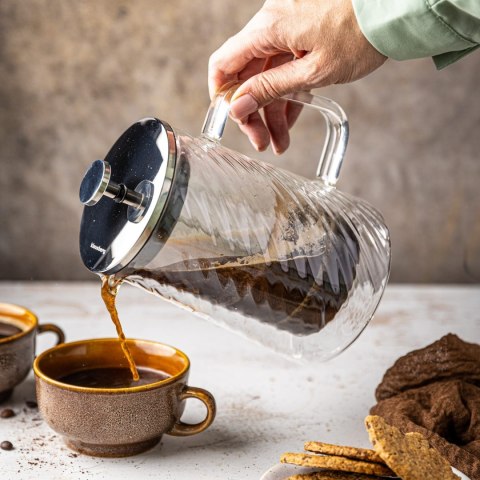 ZAPARZACZ DO KAWY HERBATY SZKLANY 1000ML FRENCH PRESS KLAUSBERG KB-7764 SREBRNY