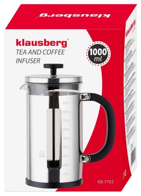 ZAPARZACZ DO KAWY I HERBATY 1.0L FRENCH PRESS KLAUSBERG KB-7703