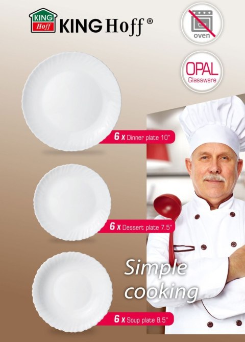 ZASTAWA STOŁOWA SERWIS KOMPLET TALERZY 18 ELE. NA 6 OSÓB KINGHOFF KH-1875