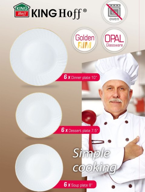 ZASTAWA STOŁOWA SERWIS KOMPLET TALERZY 18 ELE. NA 6 OSÓB KINGHOFF KH-1876