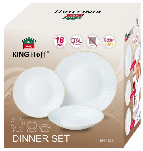 ZASTAWA STOŁOWA SERWIS KOMPLET TALERZY 18 ELE. NA 6 OSÓB KINGHOFF KH-1876