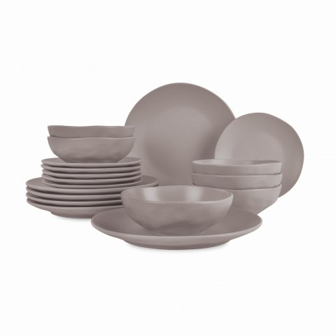 ZASTAWA STOŁOWA SERWIS KOMPLET TALERZY NACZYŃ 18 ELE DLA 6 OSÓB BERLINGER HAUS TAUPE BH-10023