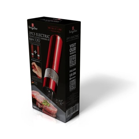 ZESTAW 2 MŁYNKÓW ELEKTRYCZNYCH DO PIEPRZU I SOLI BERLINGER HAUS BURGUNDY BH-7217