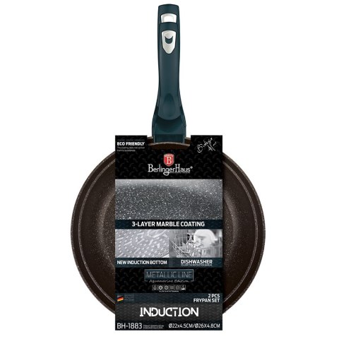 ZESTAW 2 PATELNI GRANITOWYCH 22/26CM BERLINGER HAUS AQUAMARINE BH-1883F