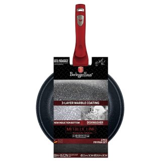 ZESTAW 2 PATELNI GRANITOWYCH 22/26CM BERLINGER HAUS METALLIC LINE BURGUNDY BH-1612-NF