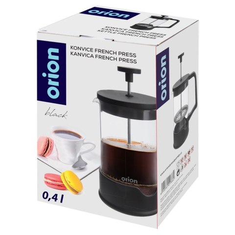 Zaparzacz szklany do herbaty kawy FRENCH PRESS tłokowy BLACK 400 ml ORION 156026