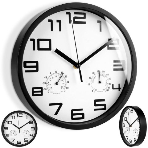 Zegar ścienny na ścianę biały z termometrem higrometrem 25cm VILDE 569613-B