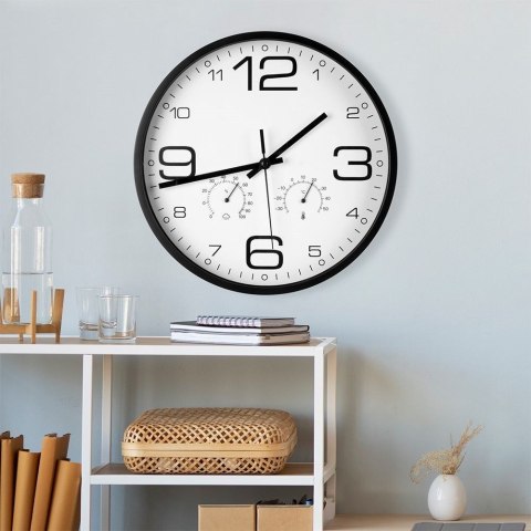 Zegar ścienny na ścianę biały z termometrem higrometrem 30cm VILDE 569614