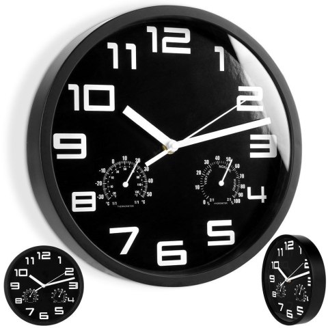 Zegar ścienny na ścianę czarny z termometrem higrometrem 25cm VILDE 569613-C