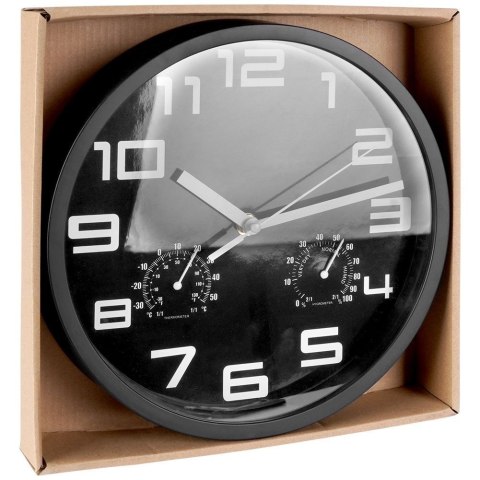 Zegar ścienny na ścianę czarny z termometrem higrometrem 25cm VILDE 569613-C