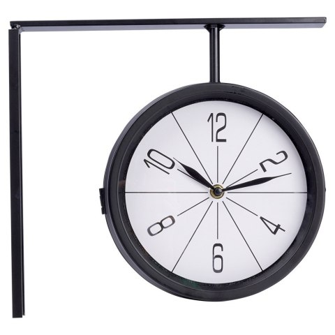 Zegar ścienny na ścianę metalowy czarny dwustronny 30.5x9.5x28cm VILDE 569946