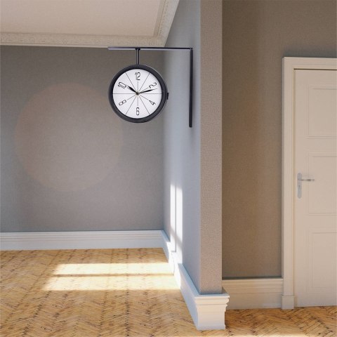 Zegar ścienny na ścianę metalowy czarny dwustronny 30.5x9.5x28cm VILDE 569946