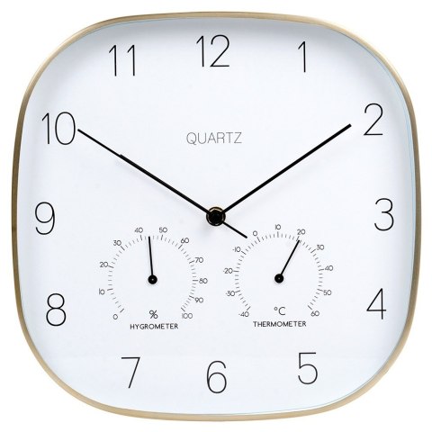 Zegar ścienny na ścianę z termometrem i higrometrem biały złoty 28.5cm VILDE 568132