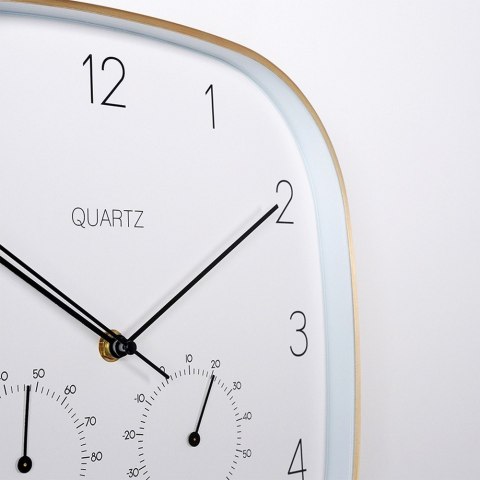Zegar ścienny na ścianę z termometrem i higrometrem biały złoty 28.5cm VILDE 568132