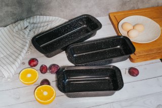 ZESTAW 3 BLACH DO PIECZENIA Z MARMURKOWĄ POWŁOKĄ 35/30/25 X13X6CM BRUNBESTE BB-2556