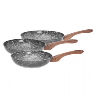 ZESTAW 3 PATELNI 20/24/28CM KiNGHOFF GRANIT WOOD KH-1030
