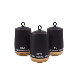 ZESTAW 3 POJEMNIKÓW CERAMICZNYCH NA KAWĘ HERBATĘ I CUKIER MAESTRO ECO STYLE MR-20029-03CS