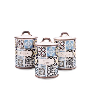 ZESTAW 3 POJEMNIKÓW CERAMICZNYCH NA KAWĘ HERBATĘ I CUKIER MAESTRO HOLIDAY IN PORTO MR-20005-03CS