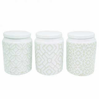 ZESTAW 3 POJEMNIKÓW CERAMICZNYCH NA KAWĘ, HERBATĘ I CUKIER MAESTRO MR-20033-03CS