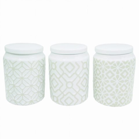 ZESTAW 3 POJEMNIKÓW CERAMICZNYCH NA KAWĘ, HERBATĘ I CUKIER MAESTRO MR-20033-03CS