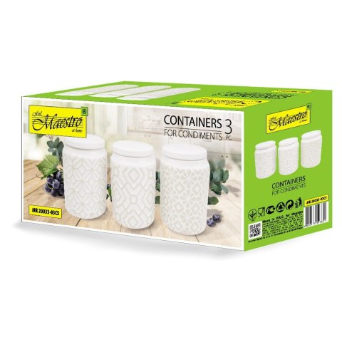 ZESTAW 3 POJEMNIKÓW CERAMICZNYCH NA KAWĘ, HERBATĘ I CUKIER MAESTRO MR-20033-03CS