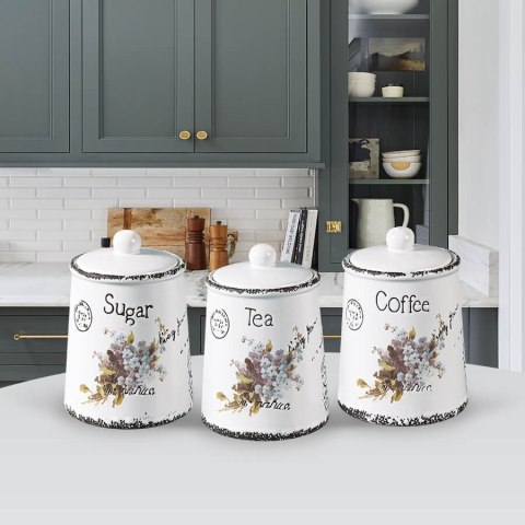 ZESTAW 3 POJEMNIKÓW CERAMICZNYCH NA KAWĘ, HERBATĘ I CUKIER MAESTRO MR-20049-03CS