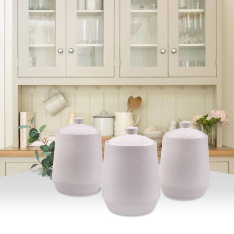 ZESTAW 3 POJEMNIKÓW CERAMICZNYCH NA KAWĘ HERBATĘ I CUKIER MAESTRO WHITE MR-20002-03CS