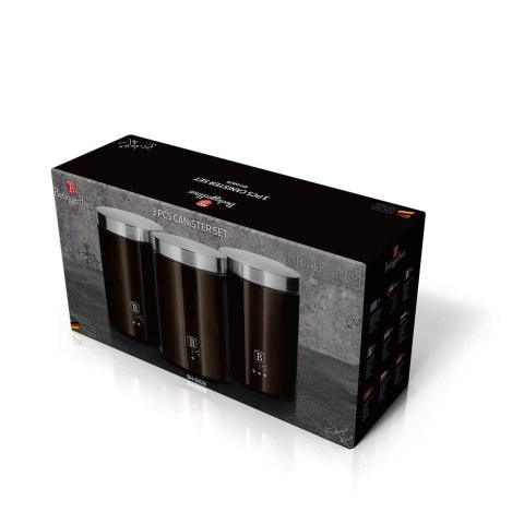 ZESTAW 3 POJEMNIKÓW KUCHENNYCH BERLINGER HAUS SHINY BLACK BH-6828