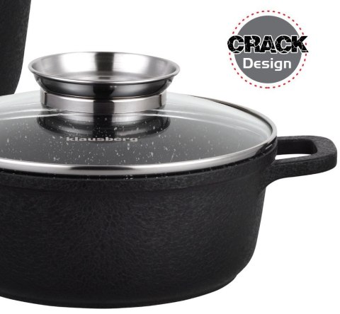 ZESTAW 4 GARNKÓW GRANITOWYCH 1.3/1.3/2.3 /4.5L (12 ele.) KLAUSBERG CRACK DESIGN KB-7360