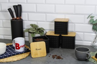 ZESTAW 4 POJEMNIKÓW KAWA HERBATA CUKIER SÓL BRUNBESTE BB-4261 (NAPISY PL)