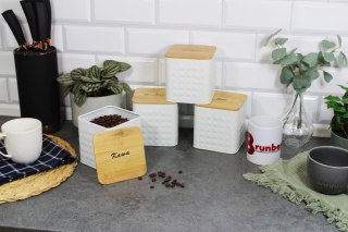 ZESTAW 4 POJEMNIKÓW KAWA HERBATA CUKIER SÓL BRUNBESTE BB-4262 (NAPISY PL)