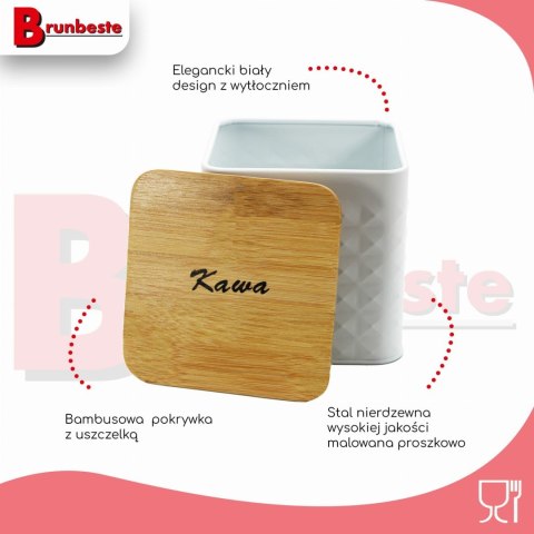 ZESTAW 4 POJEMNIKÓW KAWA HERBATA CUKIER SÓL BRUNBESTE BB-4262 (NAPISY PL)