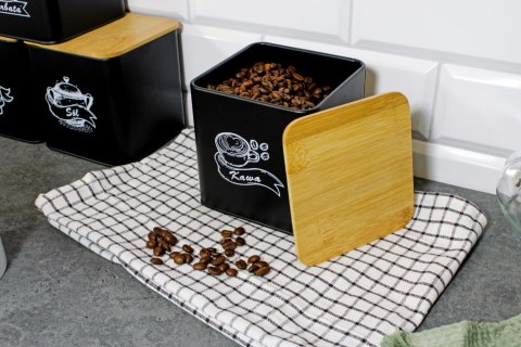 ZESTAW 4 POJEMNIKÓW KAWA HERBATA CUKIER SÓL BRUNBESTE BB-4263 (NAPISY PL)