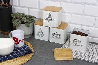 ZESTAW 4 POJEMNIKÓW KAWA HERBATA CUKIER SÓL BRUNBESTE BB-4264 (NAPISY PL)
