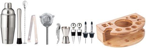 ZESTAW BARMAŃSKI DO DRINKÓW KOKTAJLI 12-ELE SHAKER SREBRNY KLAUSBERG KB-7655