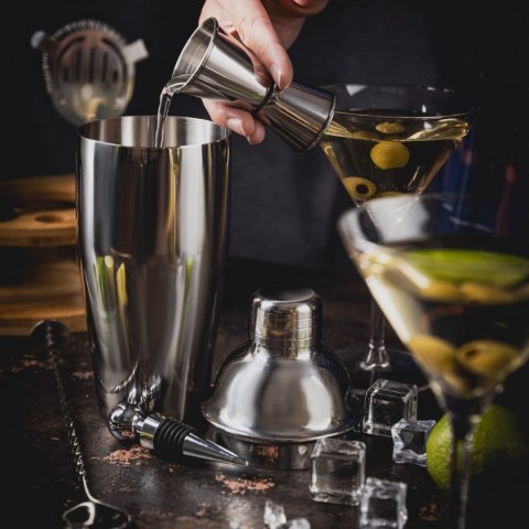 ZESTAW BARMAŃSKI DO DRINKÓW KOKTAJLI 12-ELE SHAKER SREBRNY KLAUSBERG KB-7655