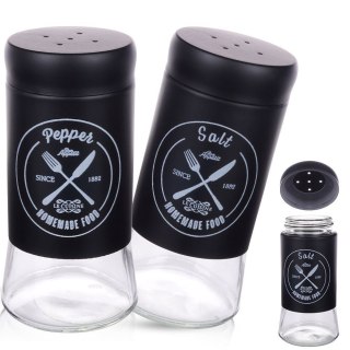 ZESTAW DO SOLI I PIEPRZU 2-ELE SOLNICZKA + PIEPRZNICZKA SZKLANA CZARNA VILDE 152334