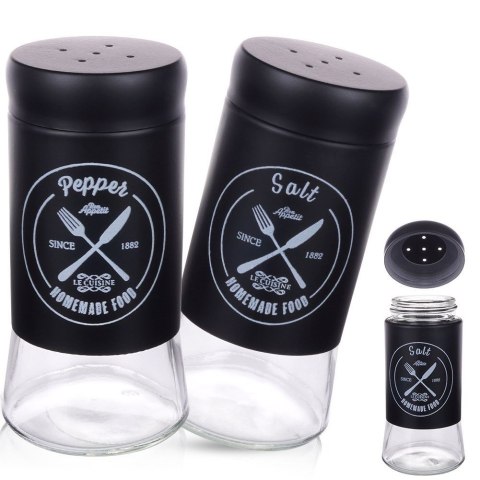 ZESTAW DO SOLI I PIEPRZU 2-ELE SOLNICZKA + PIEPRZNICZKA SZKLANA CZARNA VILDE 152334