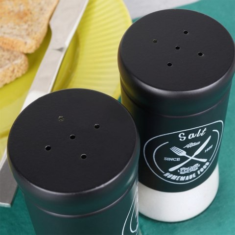 ZESTAW DO SOLI I PIEPRZU 2-ELE SOLNICZKA + PIEPRZNICZKA SZKLANA CZARNA VILDE 152334