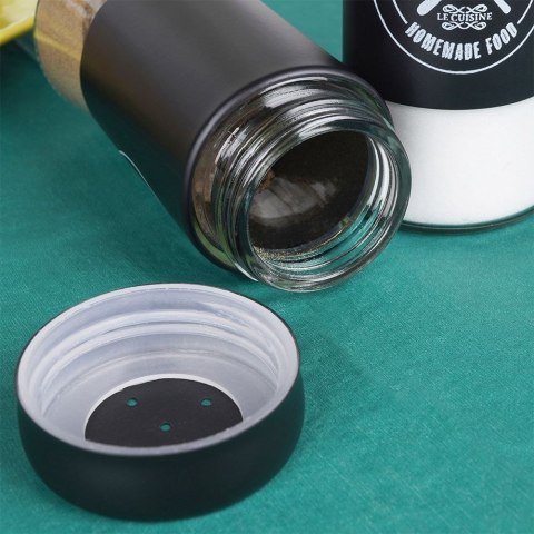 ZESTAW DO SOLI I PIEPRZU 2-ELE SOLNICZKA + PIEPRZNICZKA SZKLANA CZARNA VILDE 152334