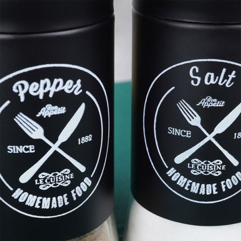 ZESTAW DO SOLI I PIEPRZU 2-ELE SOLNICZKA + PIEPRZNICZKA SZKLANA CZARNA VILDE 152334