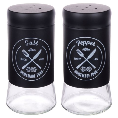 ZESTAW DO SOLI I PIEPRZU 2-ELE SOLNICZKA + PIEPRZNICZKA SZKLANA CZARNA VILDE 152334