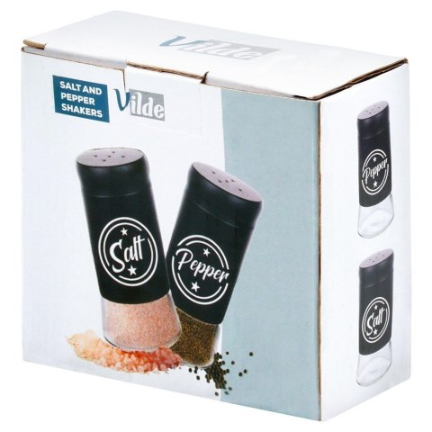 ZESTAW DO SOLI I PIEPRZU 2-ELE SOLNICZKA + PIEPRZNICZKA SZKLANA CZARNA VILDE 229129