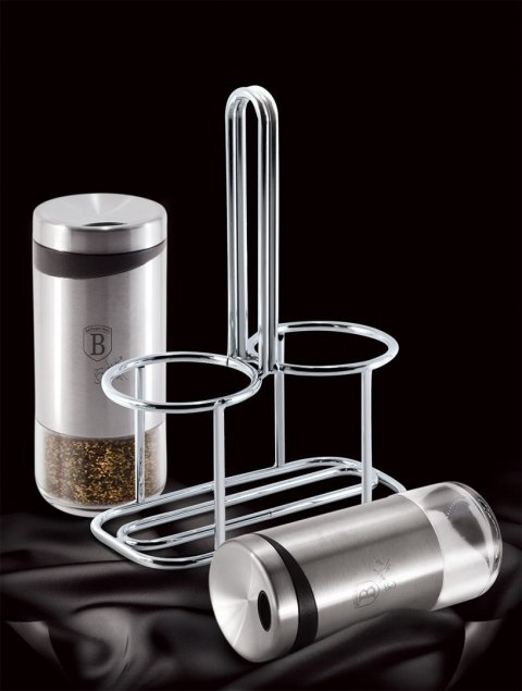 ZESTAW DO SOLI I PIEPRZU 3-ele PRZYPRAWNIK BERLINGER HAUS BLACK SILVER BH-1993