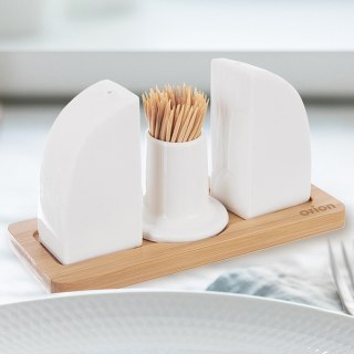 ZESTAW DO SOLI I PIEPRZU PORCELANOWY 4-ELE PRZYPRAWNIK SOLNICZKA + PIEPRZNICZKA WHITELINE ORION 152377
